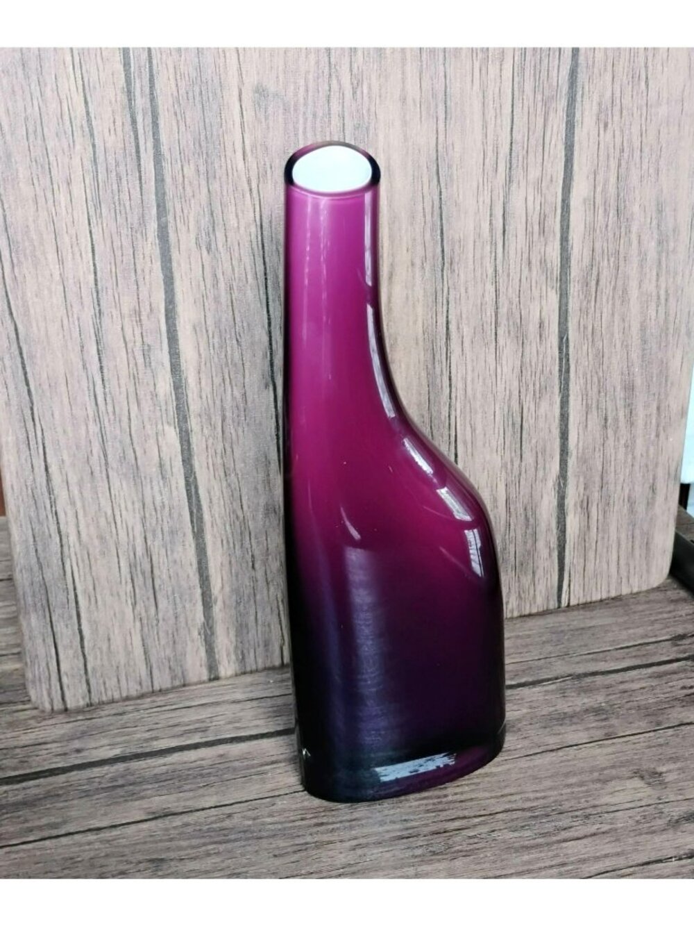 Vintage IKEA Okkso Vase, Hand-Blown Purple Cased Glass Scandinavian Design 11"